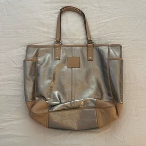 Vintage Coach Tote in Silver